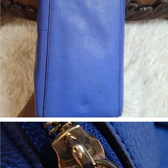 Kate Spade Cobalt Blue Dominique Grey Street Leather Satchel with tassel. GUC - Picture 5 of 9